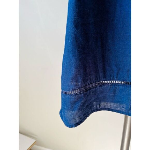 Women's J Crew Navy Boho Shift Dress Cover Up Tassel Tie Size M - Picture 7 of 10